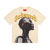 gods short-sleeved heavy weight washed fog high street rock band skull pure cottonprinting t-shirt