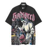 high version gods short sleeve heavy weight washed fog high street skull pure cottonprinting round
