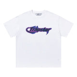 trap gradient letter tiger head short sleeve european and american high street trap star printing t-shirt loose s