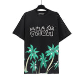 Correct version of pa beheaded bear short sleeves palm tree high street bat sleeves big logo letter on the back