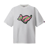 Bbc american high street ice cream flying dog printing short sleeve t-shirt casualshortsloose half lengthjeans summer