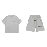 Flocked letter essentials short-sleeved t-shirt hip-hop half-sleeved high street fog american shorts