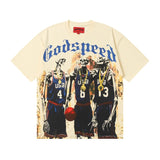 gods short-sleeved heavy weight washed fog high street rock band skull pure cottonprinting t-shirt