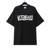 Vtm letter american style no photo printing loose washed distressed short sleeve t-shirt couple outfit