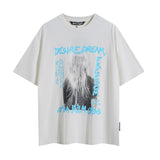 Summer trendy short-sleeve tee with back logo print - couple's fashion