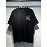 [gram] am flow paint graffiti letter starry sky classic logo print short sleeve couple t-shirt