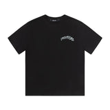 trap gradient letter tiger head short sleeve european and american high street trap star printing t-shirt loose s