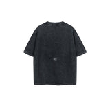 Ac letter print high street washed distressed vintage oversized short sleeve couple t-shirt
