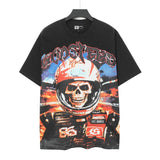 Cross-border wholesale high version gods short-sleeved heavy weight washed fog high street skull pure cotton printed round