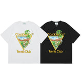 casa casablanca short-sleeved fantasy door letter logo printingstylish round neck short-sleeved t-shirt