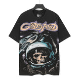 high version gods short sleeve heavy weight washed fog high street skull pure cottonprinting round