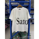 Satoshi summer american retroletterprinting washed and distressed spray dirty crackle loose short-sleeved t-shirt
