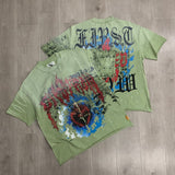 First row american trend high quality washed retro hot diamond casual short-sleeved t-shirt