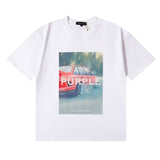 Purple br@nd comfy basics letter logo printing short-sleeved fog american street t-shirt