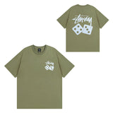 Summer running volume stussy short-sleeved t-shirt dice black eight ice cream comfy basics american couple summer t
