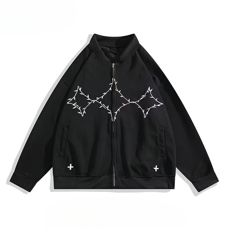 Unisex Baseball Jersey Casual Loose Vintage Embroidered Jacket Cardigan Jacket