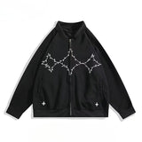 Unisex Baseball Jersey Casual Loose Vintage Embroidered Jacket Cardigan Jacket