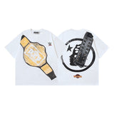 american trend high quality loose t-shirt pure cotton front and rear high-definition printing casualcoupletrendy short sleeves