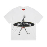 gods short-sleeved heavy weight washed fog high street rock band skull pure cottonprinting t-shirt