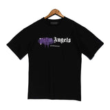 Cross-border pa spray-painted letter short-sleeved palm tree fog high street graffiti logo t