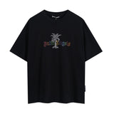 Summer trendy short-sleeve tee with back logo print - couple's fashion
