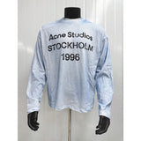 Cross-border insa washed and distressed old letter printing high street long-sleeved loose couple