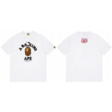 Top-tier! sanrio ou family summer bape seamless crewneck g pure cotton short-sleeve t-shirt for men