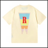 Export wholesale niche american fashion rhu flag floralsprinting double yarn pure cottoncasualloose couple short-sleeved t