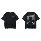 European and american spring/summer ow gradient arrow graphic crew neck short sleeve t-shirt
