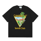 casa casablanca short-sleeved fantasy door letter logo printingstylish round neck short-sleeved t-shirt