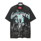 high version gods short sleeve heavy weight washed fog high street skull pure cottonprinting round
