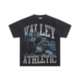 American retro valeforever washed & distressed hotfix rhinestone cotton shorts high street hooded sweatshirt