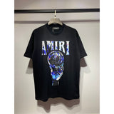 [gram] am peace dove flowing paint graffiti letter starry sky classic logo printing short sleeve couple t-shirt