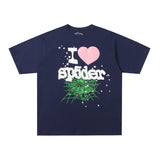 Spder hip hop singer youngthug foam letter couple short-sleeved t-shirt full of diamonds shorts