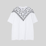 mb short-sleeved python lion head colorful feather wings t-shirt european and american loose couple