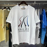 Rhude T Shirts Ski Print Cotton Short Sleeve Men and Women