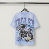 American valley washed distressed printing short-sleeved t-shirt valeforever hoodie sweatshirt long