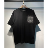 [gram] am peace dove flowing paint graffiti letter starry sky classic logo printing short sleeve couple t-shirt