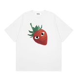 Correct version star kawakubo pla heartembroider short-sleeved pure cotton red heart peach couple t-shirt y