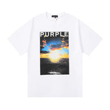 Purple br@nd comfy basics letter logo printing short-sleeved fog american street t-shirt