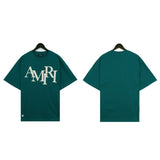 Cross-border wholesale correct version am splash ink flow paint camouflage starry sky graffiti letter short-sleeved high street couple t