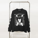 Erd melancholic rich second generation short-sleeved portrait sketch graffiti cross-border new high street loosecasual print