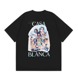 casa casablanca short-sleeved fantasy door letter logo printingstylish round neck short-sleeved t-shirt