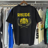 Rhude T Shirts Totem Badge Printing Cotton Casual Short Sleeve Men and Women