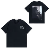 Summer running volume stussy short-sleeved t-shirt dice black eight ice cream comfy basics american couple summer t