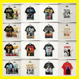 valley washed distressed printed short-sleeved hip-hop loose street t-shirt hooded