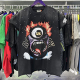 American retro style roughplay jesus faux two-piece long sleeve sweatshirt - skull rock washed distressed ripped