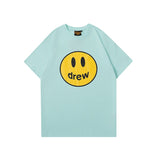 Wholesale drew smiley face short sleeve justin bieber fog trendy high street loose couple t-shirt
