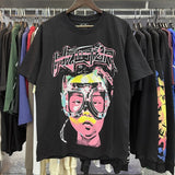 Hs-f summer collection: fog high street washed & distressed heavyweight crew neck graphic tee - couple's style
