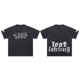 High quality lost intricacy dark torch hot diamond washed distressed round neck short-sleeved t-shirt